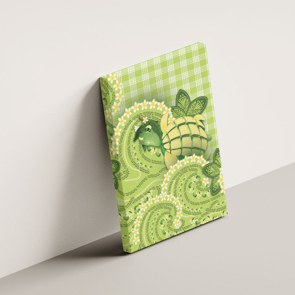 Hawaii Palaka Canvas Wall Art Cute Green Mango Turtle On The Waves DT05 - Polynesian Pride