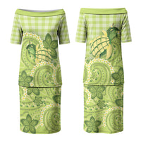 Hawaii Palaka Couples Matching Puletasi and Hawaiian Shirt Cute Green Mango Turtle On The Waves DT05 - Polynesian Pride