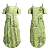 Hawaii Palaka Couples Matching Summer Maxi Dress and Hawaiian Shirt Cute Green Mango Turtle On The Waves DT05 - Polynesian Pride