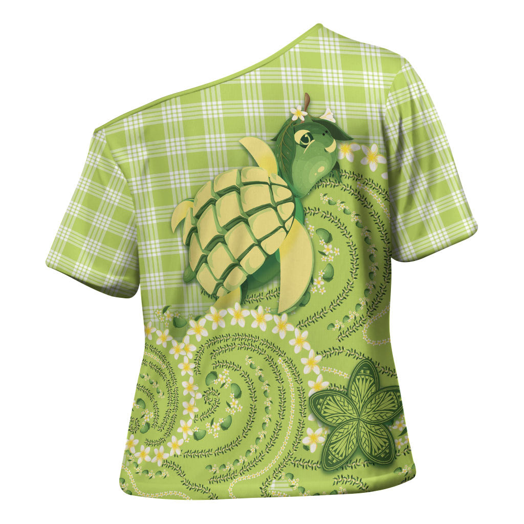 Hawaii Palaka Cross Shoulder Shirt Cute Green Mango Turtle On The Waves