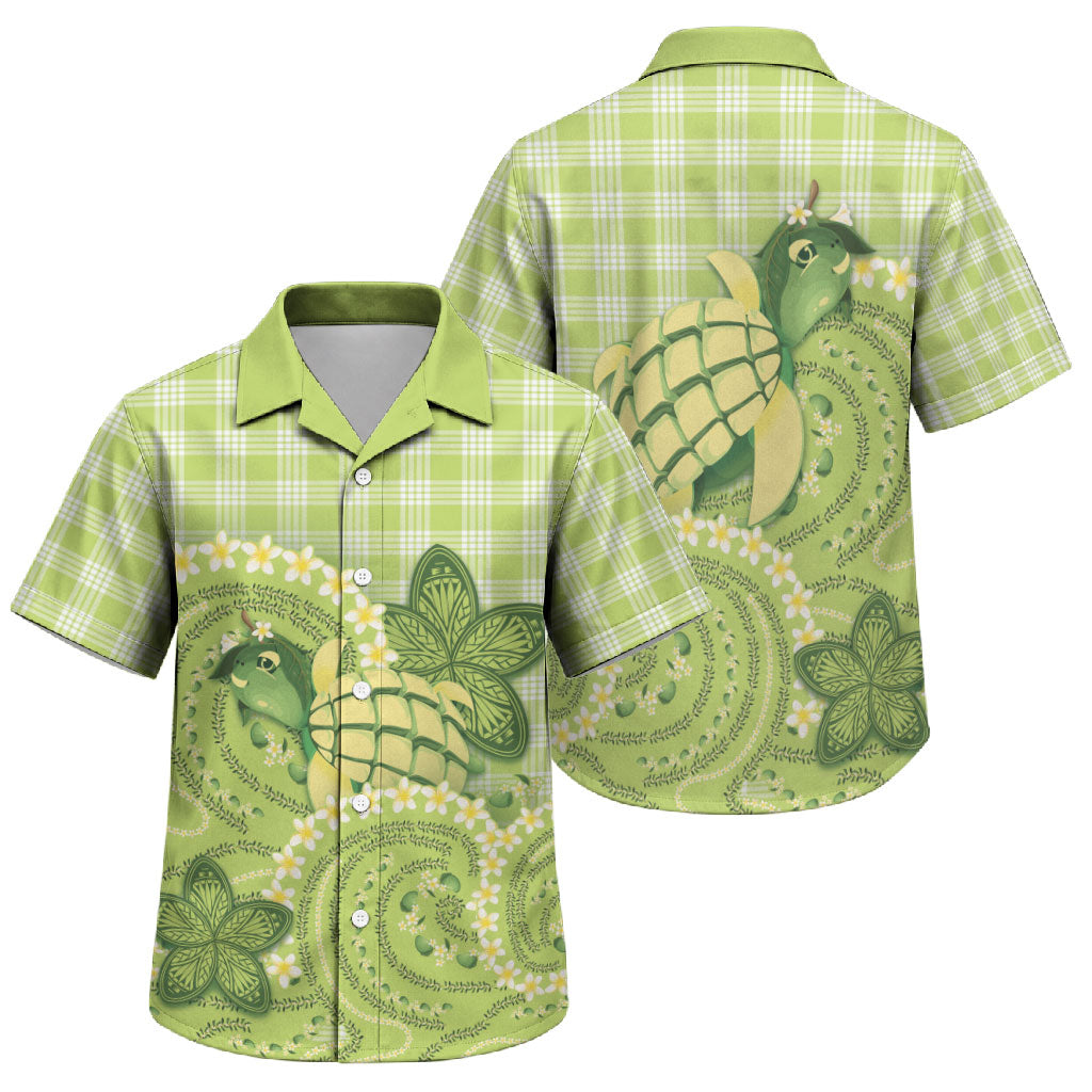 Hawaii Palaka Family Matching Short Sleeve Bodycon Dress and Hawaiian Shirt Cute Green Mango Turtle On The Waves DT05 Son's Shirt Green - Polynesian Pride