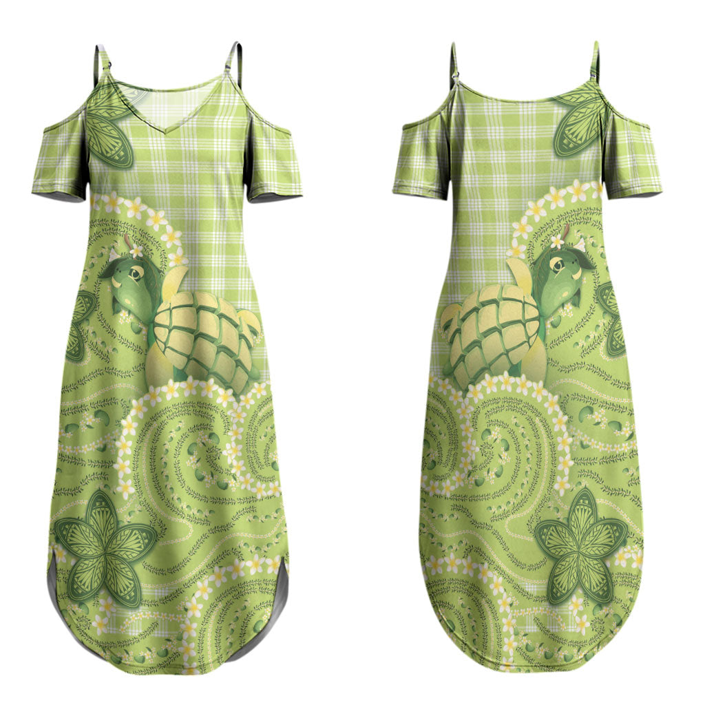 Hawaii Palaka Family Matching Summer Maxi Dress and Hawaiian Shirt Cute Green Mango Turtle On The Waves DT05 Mom's Dress Green - Polynesian Pride