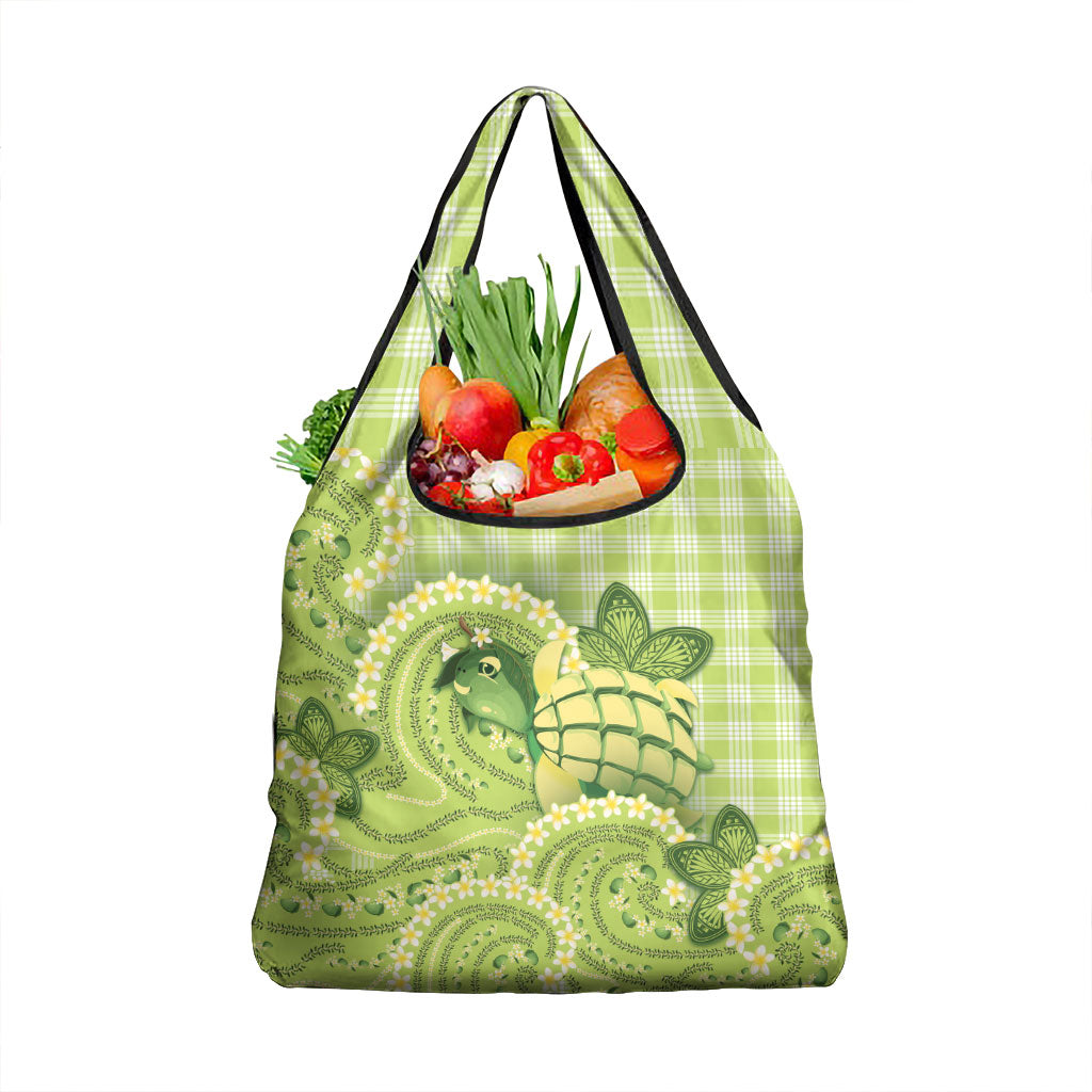 Hawaii Palaka Grocery Bag Cute Green Mango Turtle On The Waves
