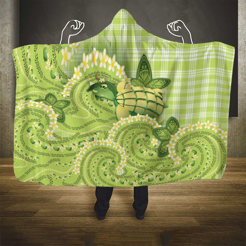 Hawaii Palaka Hooded Blanket Cute Green Mango Turtle On The Waves DT05 - Polynesian Pride