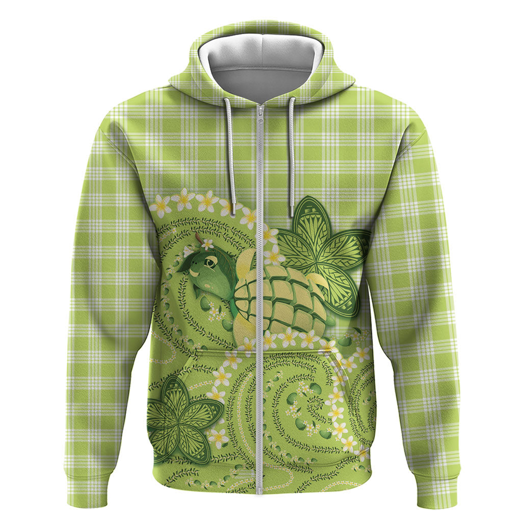 Hawaii Palaka Hoodie Cute Green Mango Turtle On The Waves DT05 Zip Hoodie Green - Polynesian Pride