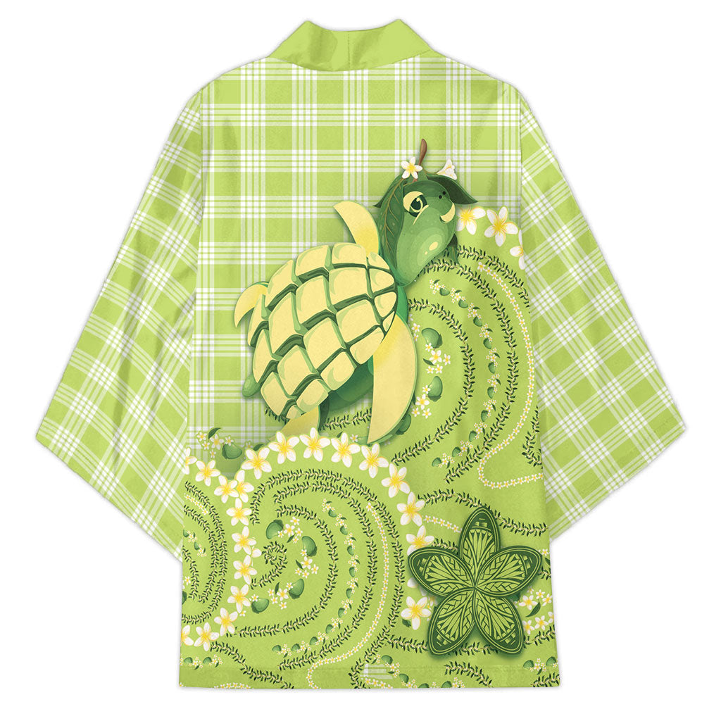 Hawaii Palaka Kimono Cute Green Mango Turtle On The Waves DT05 - Polynesian Pride