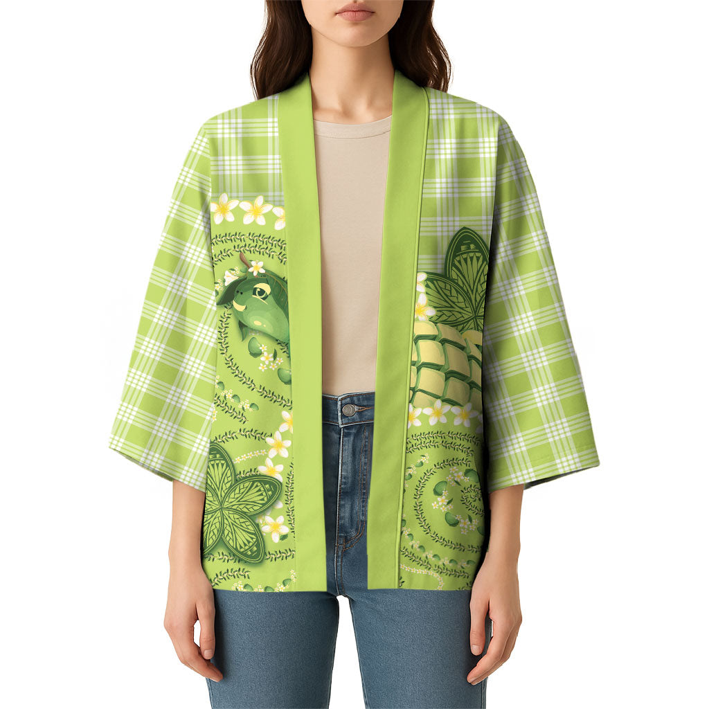 Hawaii Palaka Kimono Cute Green Mango Turtle On The Waves DT05 - Polynesian Pride