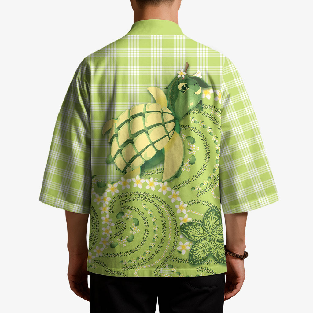 Hawaii Palaka Kimono Cute Green Mango Turtle On The Waves DT05 - Polynesian Pride