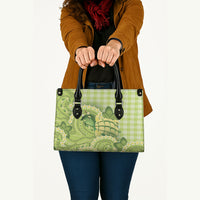Hawaii Palaka Leather Bag Cute Green Mango Turtle On The Waves DT05 - Polynesian Pride