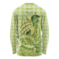 Hawaii Palaka Long Sleeve Shirt Cute Green Mango Turtle On The Waves DT05 - Polynesian Pride