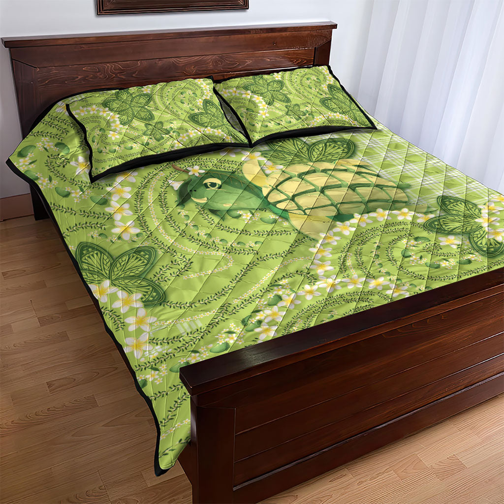 Hawaii Palaka Quilt Bed Set Cute Green Mango Turtle On The Waves DT05 - Polynesian Pride