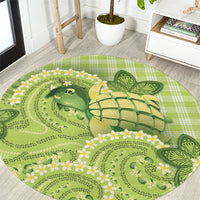 Hawaii Palaka Round Carpet Cute Green Mango Turtle On The Waves DT05 Green - Polynesian Pride