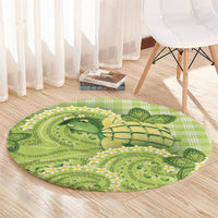 Hawaii Palaka Round Carpet Cute Green Mango Turtle On The Waves DT05 - Polynesian Pride