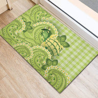 Hawaii Palaka Rubber Doormat Cute Green Mango Turtle On The Waves DT05 - Polynesian Pride