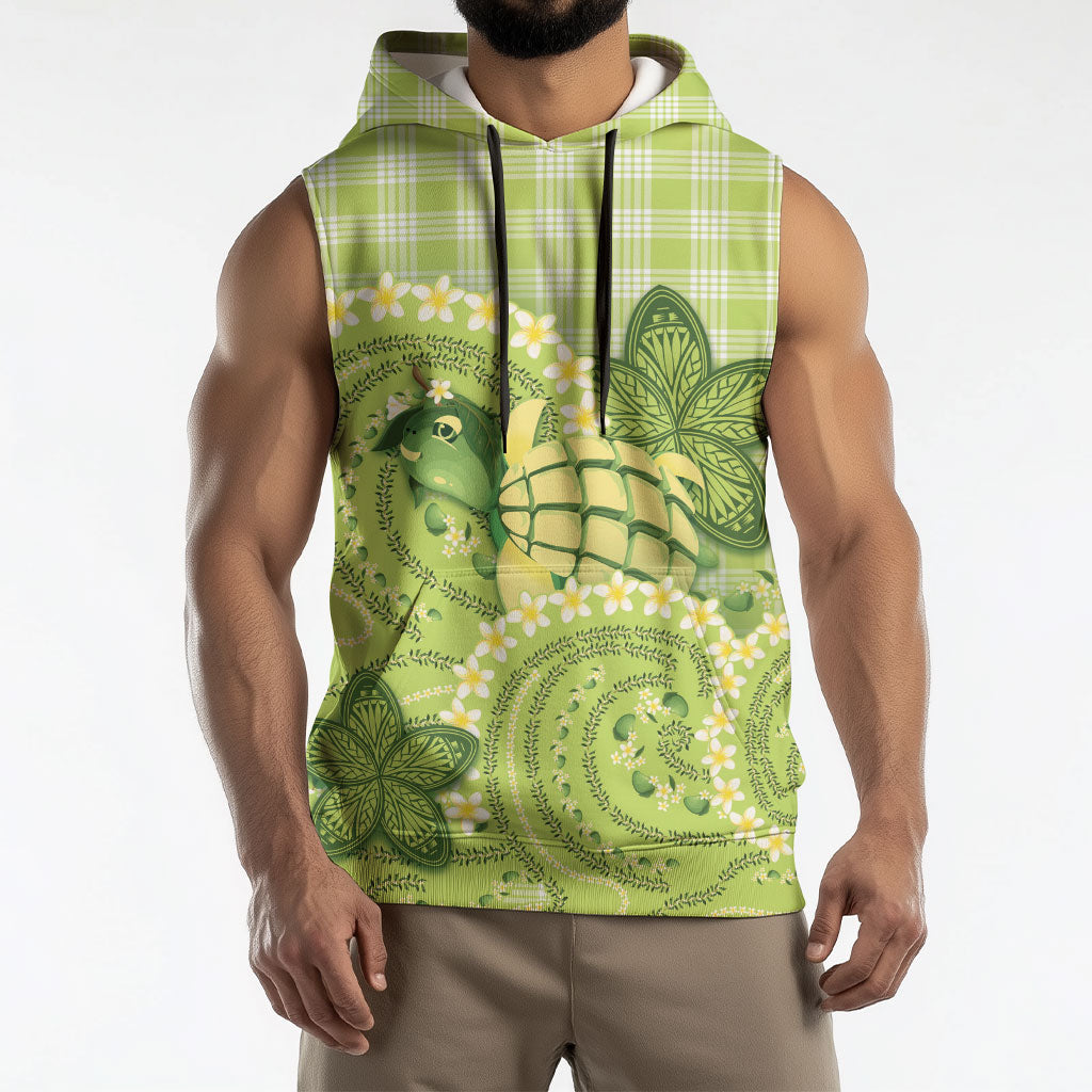 Hawaii Palaka Sleeveless Hoodie Cute Green Mango Turtle On The Waves