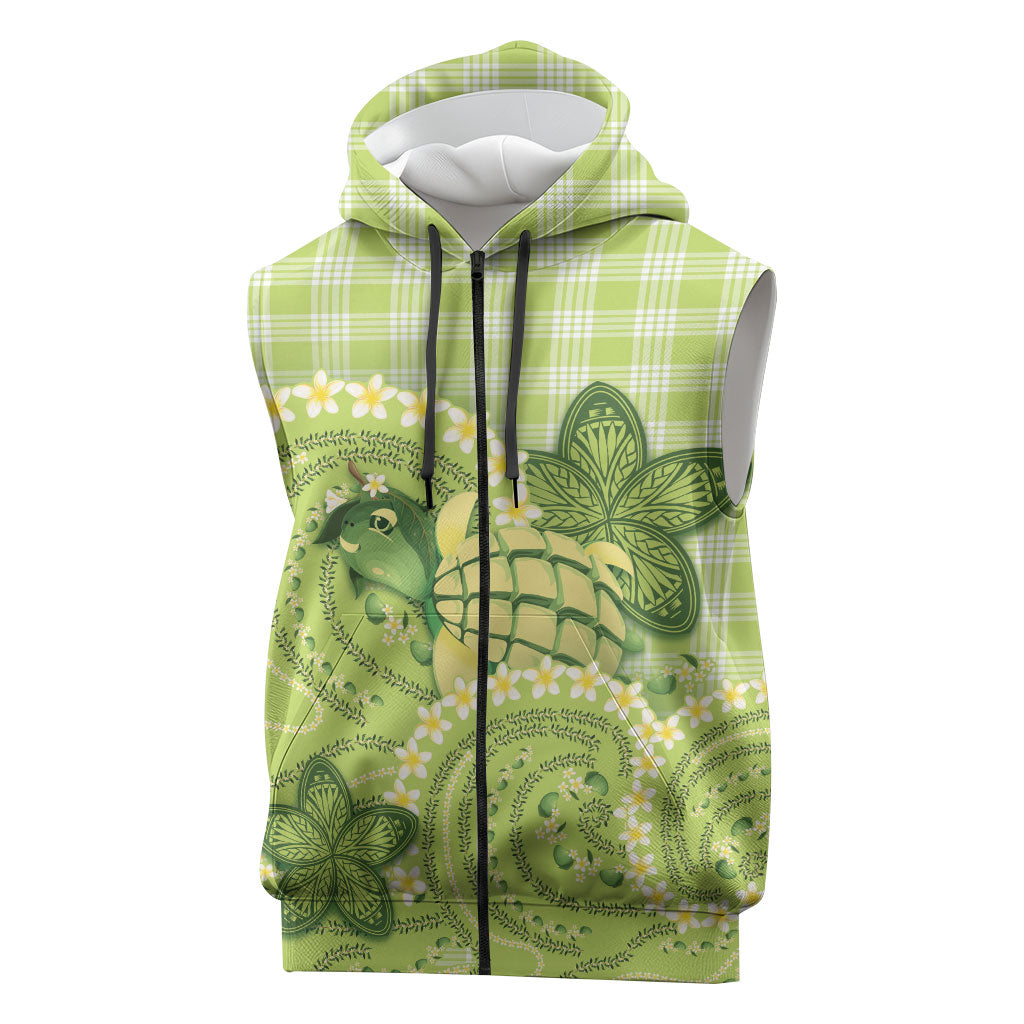 Hawaii Palaka Sleeveless Zip Hoodie Cute Green Mango Turtle On The Waves