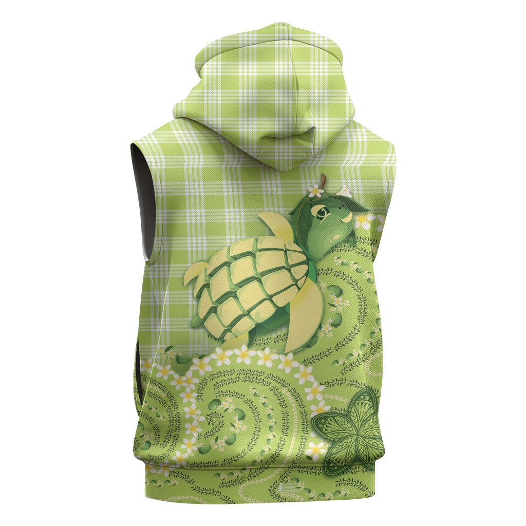 Hawaii Palaka Sleeveless Zip Hoodie Cute Green Mango Turtle On The Waves DT05 - Polynesian Pride