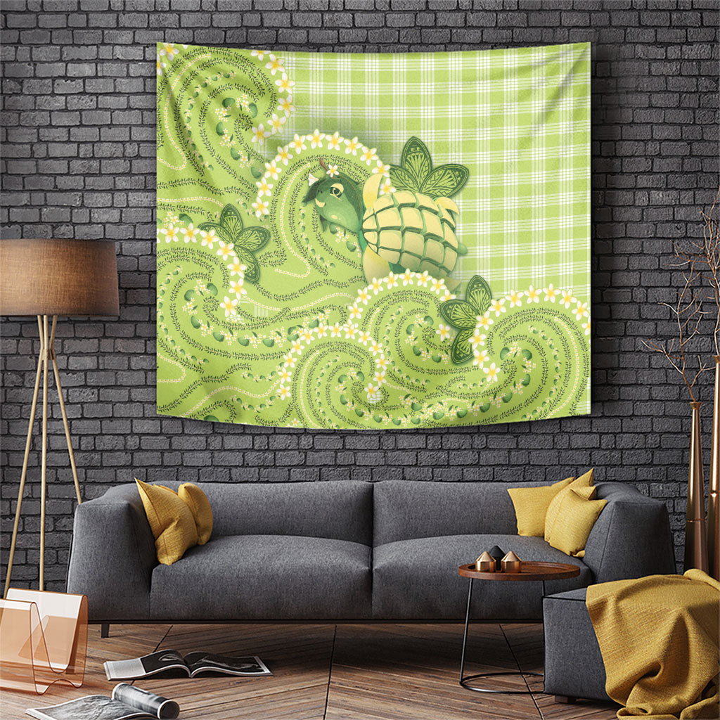 Hawaii Palaka Tapestry Cute Green Mango Turtle On The Waves DT05 Green - Polynesian Pride