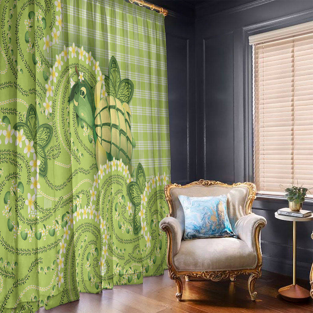 Hawaii Palaka Window Curtain Cute Green Mango Turtle On The Waves DT05 - Polynesian Pride
