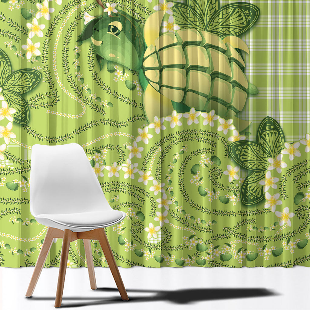 Hawaii Palaka Window Curtain Cute Green Mango Turtle On The Waves DT05 - Polynesian Pride