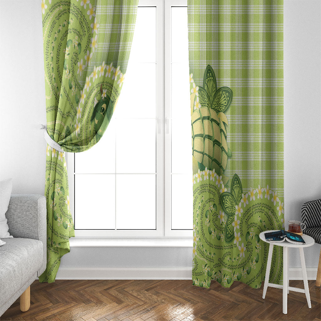 Hawaii Palaka Window Curtain Cute Green Mango Turtle On The Waves DT05 - Polynesian Pride
