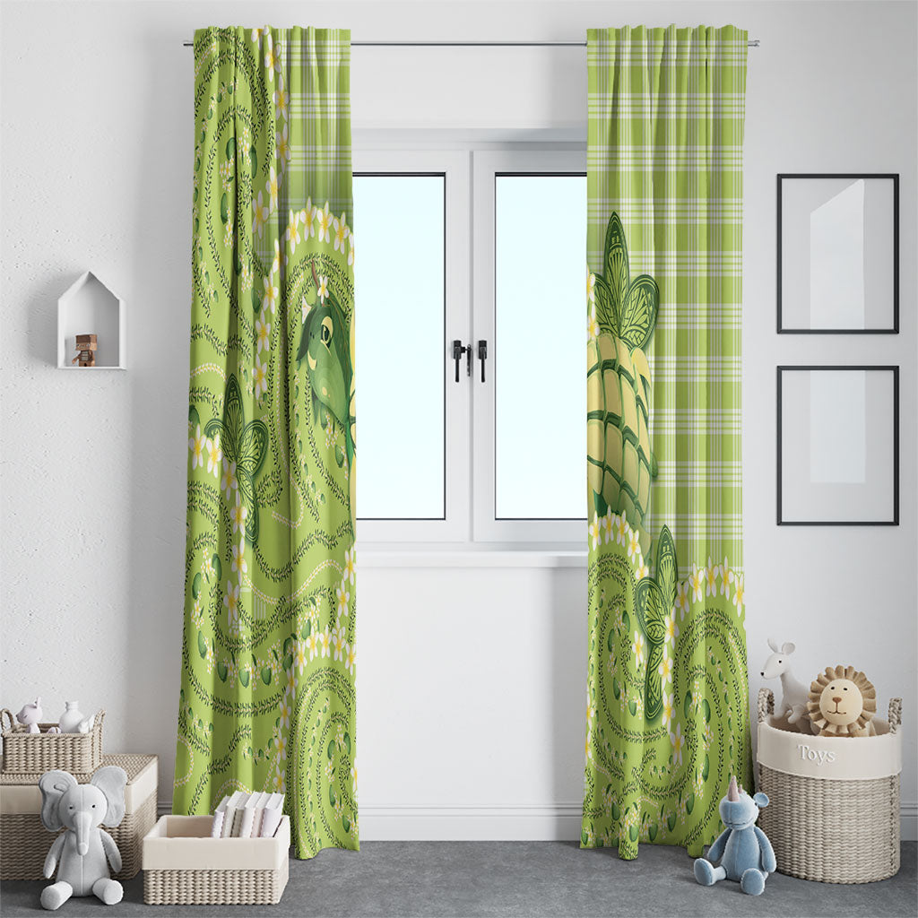 Hawaii Palaka Window Curtain Cute Green Mango Turtle On The Waves DT05 - Polynesian Pride