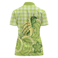 Hawaii Palaka Women Polo Shirt Cute Green Mango Turtle On The Waves DT05 - Polynesian Pride