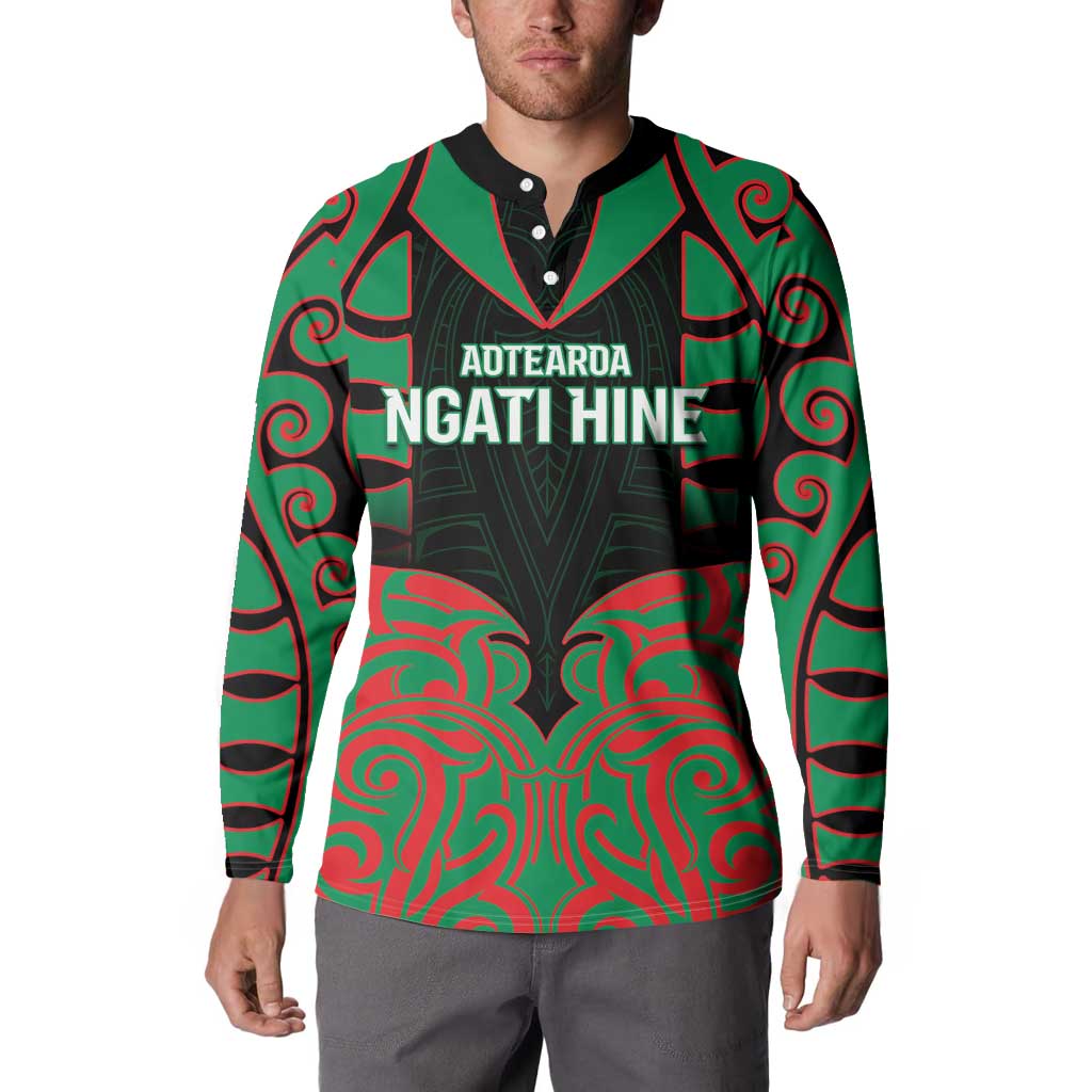 Custom Aotearoa Ngati Hine Button Sweatshirt Maori Pattern New Zealand - Polynesian Pride