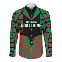Custom Aotearoa Ngati Hine Long Sleeve Button Shirt Maori Pattern New Zealand - Polynesian Pride