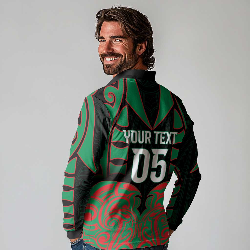 Custom Aotearoa Ngati Hine Long Sleeve Polo Shirt Maori Pattern New Zealand - Polynesian Pride