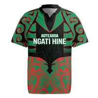 Custom Aotearoa Ngati Hine Rugby Jersey Maori Pattern New Zealand DT05 Green - Polynesian Pride
