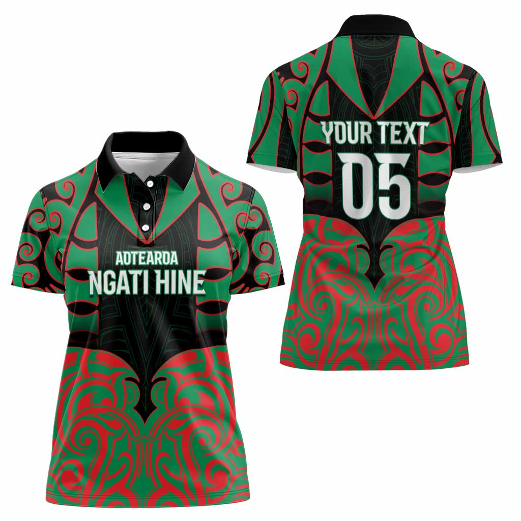 Custom Aotearoa Ngati Hine Women Polo Shirt Maori Pattern New Zealand - Polynesian Pride