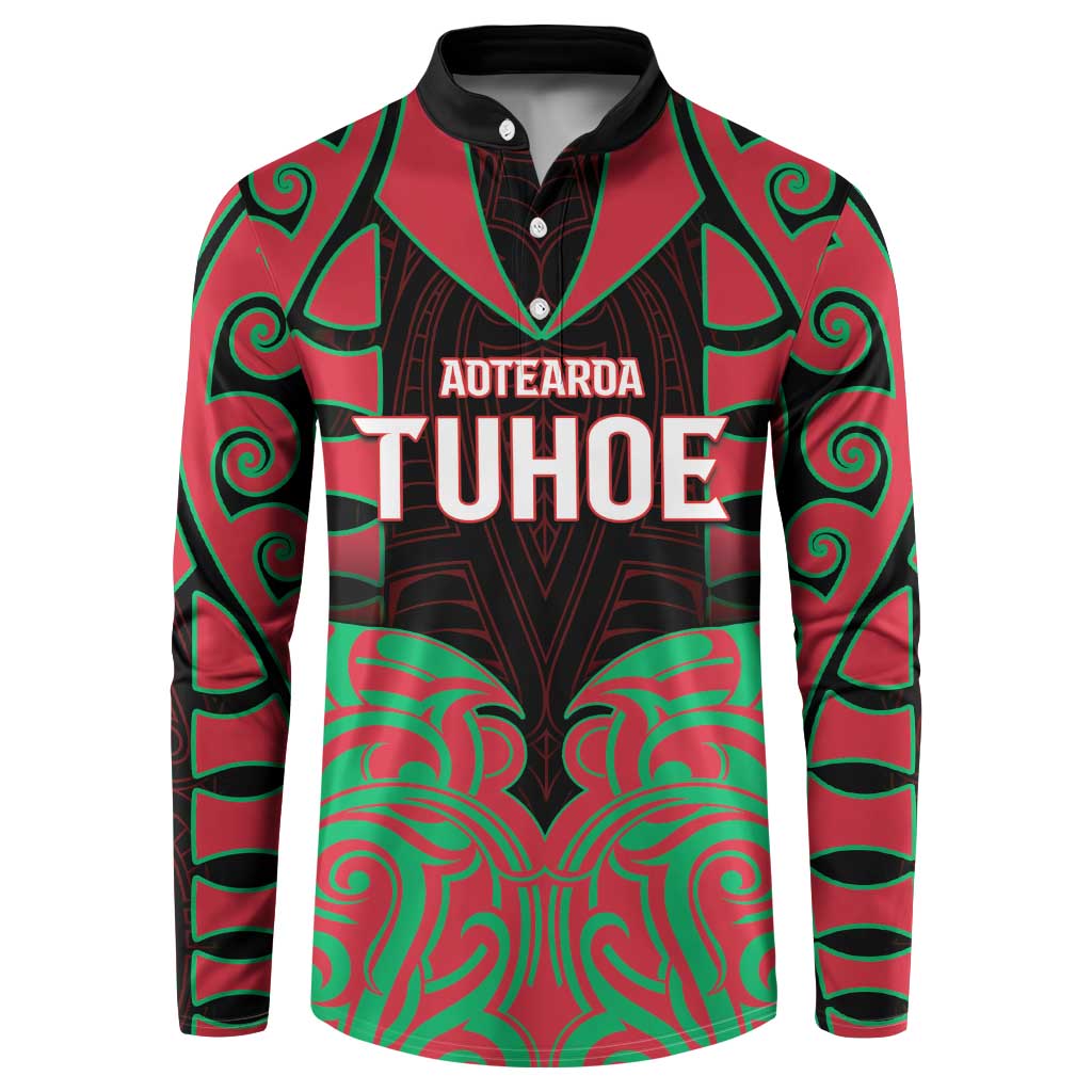 Custom Aotearoa Tuhoe Button Sweatshirt Maori Pattern New Zealand - Polynesian Pride