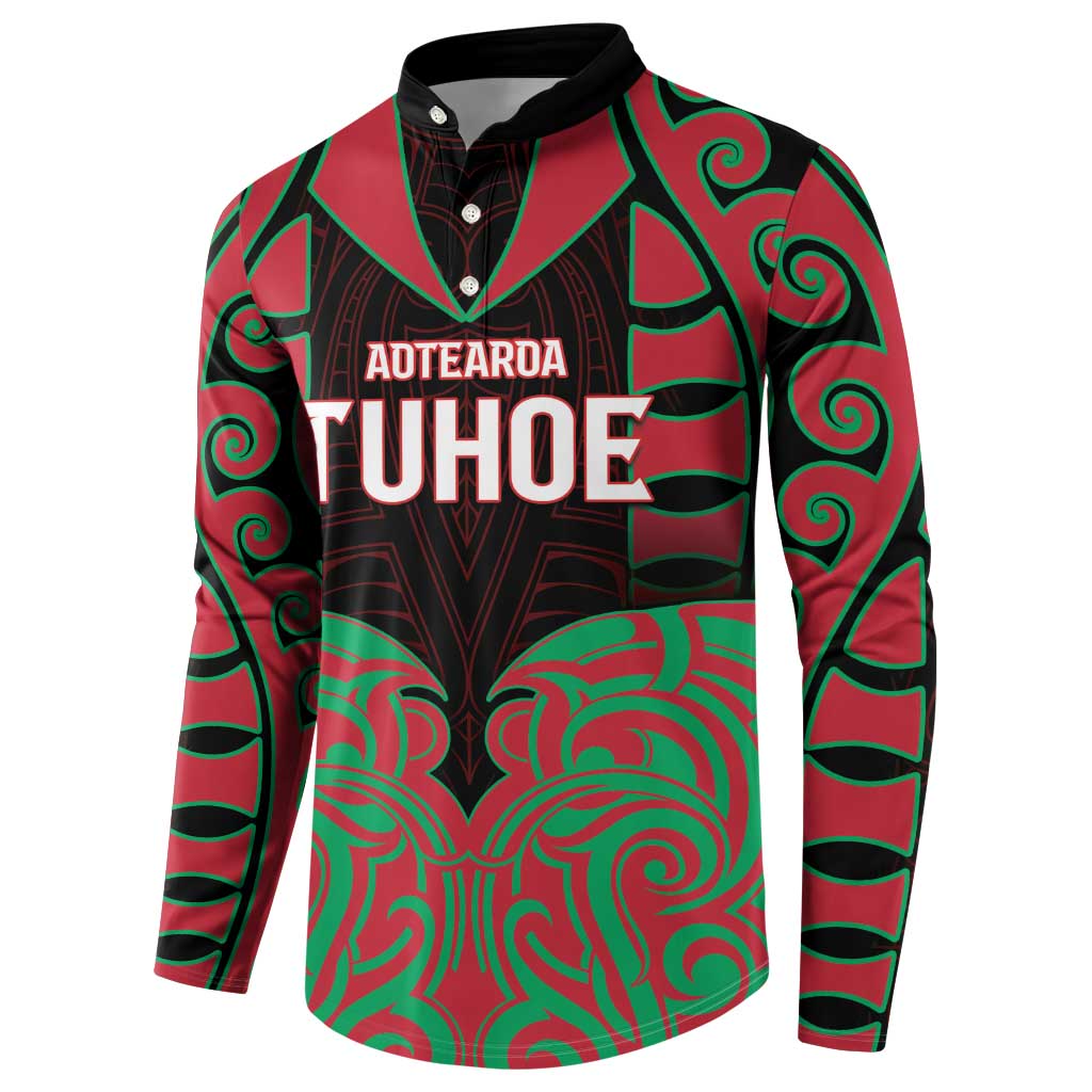 Custom Aotearoa Tuhoe Button Sweatshirt Maori Pattern New Zealand - Polynesian Pride