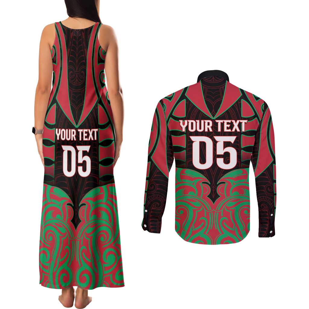 Custom Aotearoa Tuhoe Couples Matching Tank Maxi Dress and Long Sleeve Button Shirt Maori Pattern New Zealand - Polynesian Pride