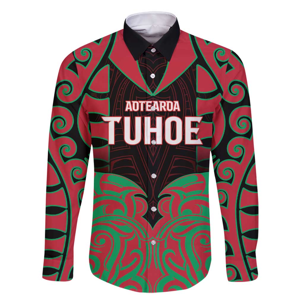 Custom Aotearoa Tuhoe Family Matching Long Sleeve Bodycon Dress and Hawaiian Shirt Maori Pattern New Zealand - Polynesian Pride