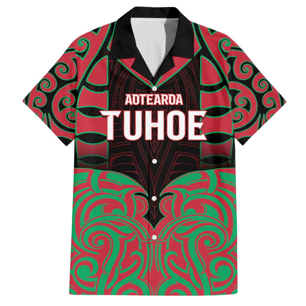 Custom Aotearoa Tuhoe Family Matching Off Shoulder Short Dress and Hawaiian Shirt Maori Pattern New Zealand - Polynesian Pride