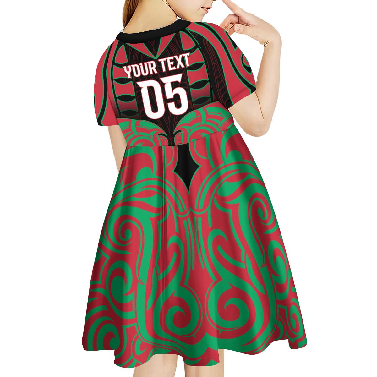 Custom Aotearoa Tuhoe Kid Short Sleeve Dress Maori Pattern New Zealand - Polynesian Pride