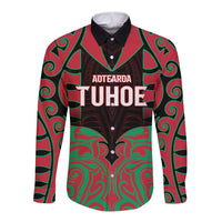 Custom Aotearoa Tuhoe Long Sleeve Button Shirt Maori Pattern New Zealand - Polynesian Pride