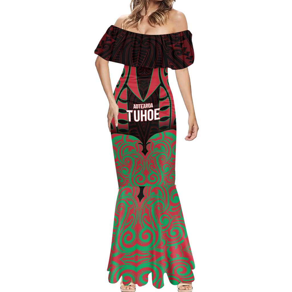 Custom Aotearoa Tuhoe Mermaid Dress Maori Pattern New Zealand - Polynesian Pride