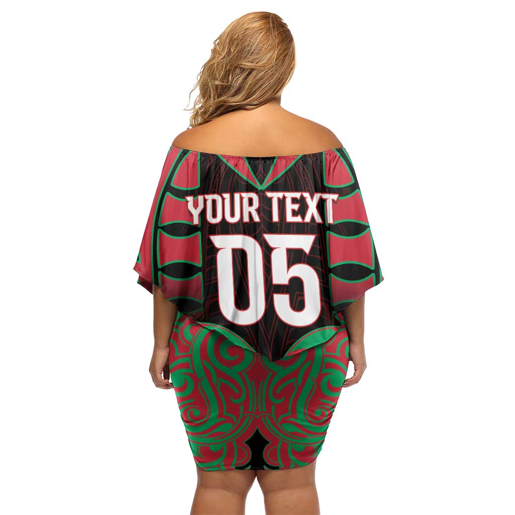 Custom Aotearoa Tuhoe Off Shoulder Short Dress Maori Pattern New Zealand - Polynesian Pride