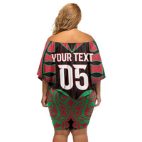 Custom Aotearoa Tuhoe Off Shoulder Short Dress Maori Pattern New Zealand - Polynesian Pride