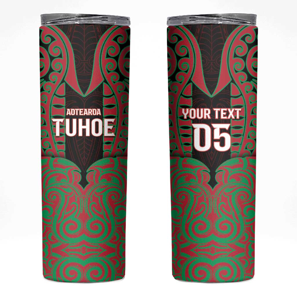 Custom Aotearoa Tuhoe Skinny Tumbler Maori Pattern New Zealand DT05 Red - Polynesian Pride