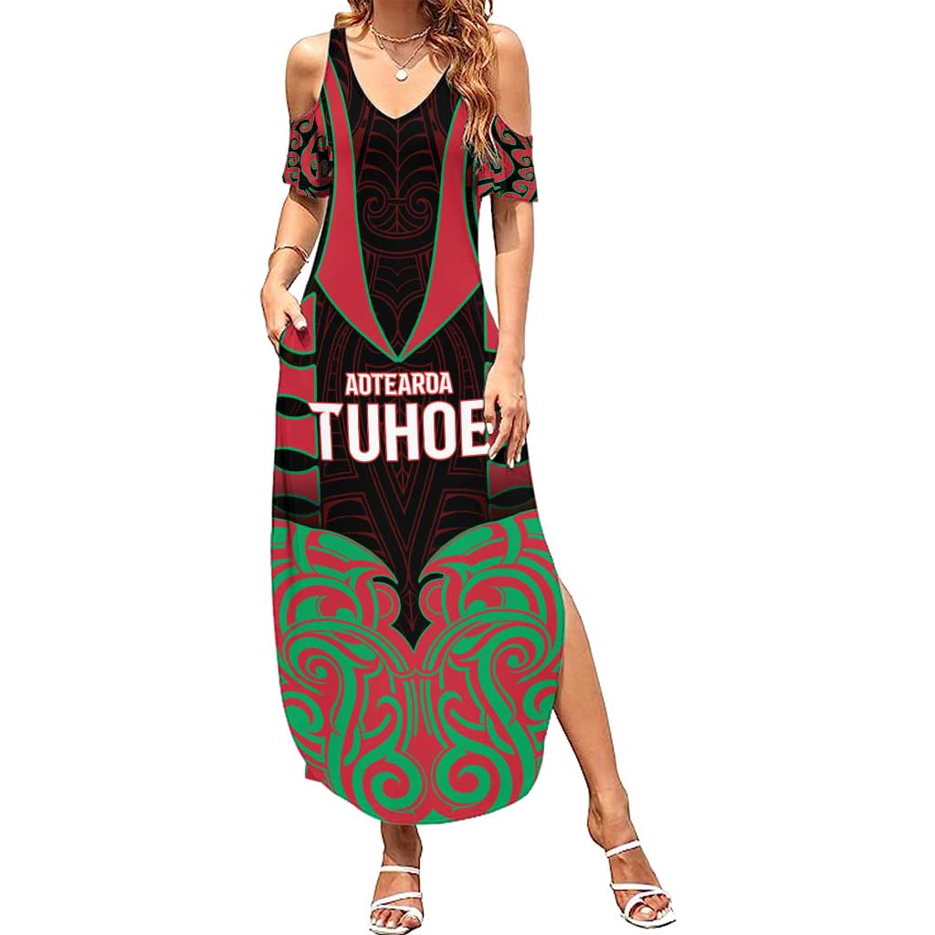 Custom Aotearoa Tuhoe Summer Maxi Dress Maori Pattern New Zealand - Polynesian Pride