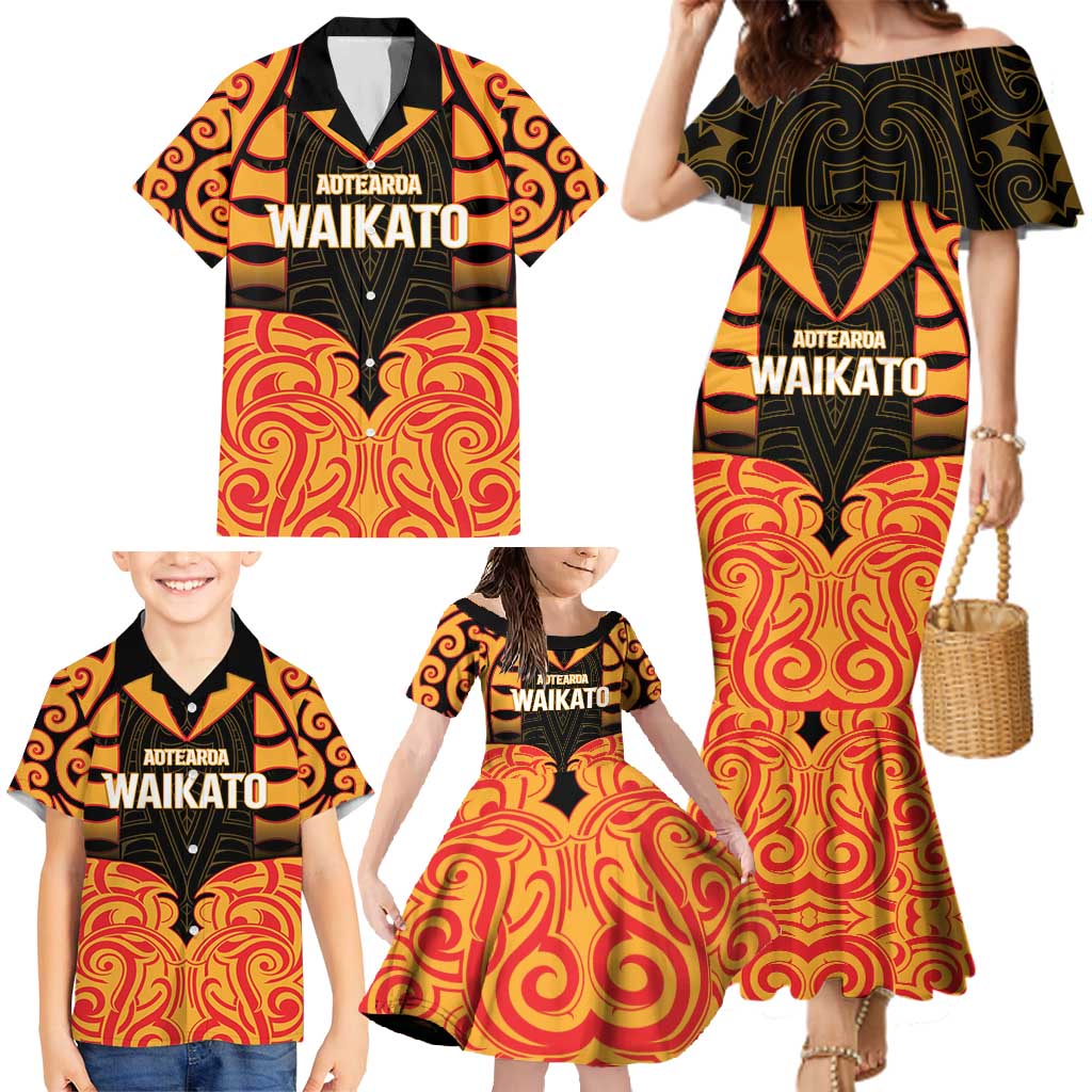 Custom Aotearoa Waikato Family Matching Mermaid Dress and Hawaiian Shirt Maori Pattern New Zealand - Polynesian Pride