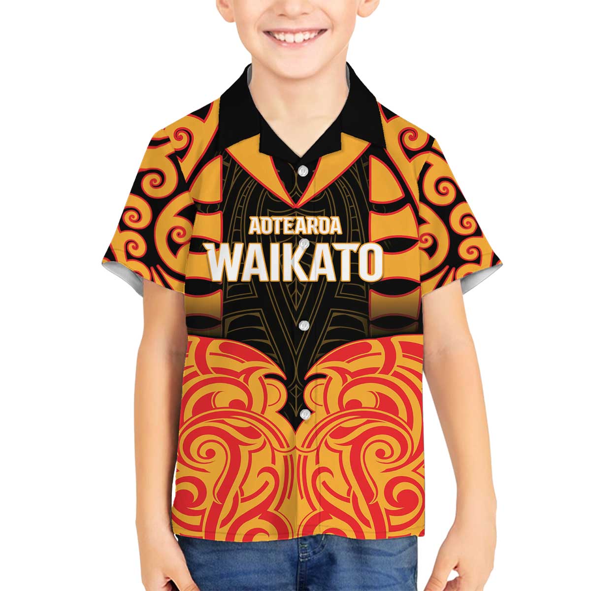 Custom Aotearoa Waikato Family Matching Off The Shoulder Long Sleeve Dress and Hawaiian Shirt Maori Pattern New Zealand - Polynesian Pride