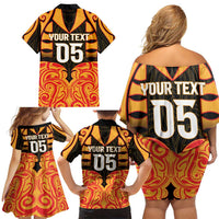 Custom Aotearoa Waikato Family Matching Off Shoulder Short Dress and Hawaiian Shirt Maori Pattern New Zealand - Polynesian Pride