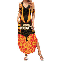 Custom Aotearoa Waikato Family Matching Summer Maxi Dress and Hawaiian Shirt Maori Pattern New Zealand - Polynesian Pride