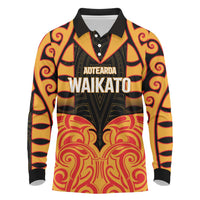 Custom Aotearoa Waikato Long Sleeve Polo Shirt Maori Pattern New Zealand - Polynesian Pride