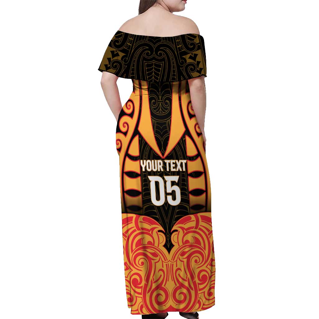 Custom Aotearoa Waikato Off Shoulder Maxi Dress Maori Pattern New Zealand - Polynesian Pride